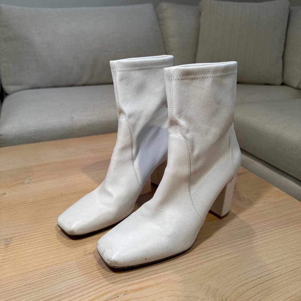 Stuart Weitzman Yuliana Ankle Boots - Ivory/Cream (Women's Size 8)